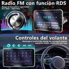 Carsapro Autoestéreo Giratorio Pantalla Táctil estéreo para carro Android 4+64GB Carplay Inalámbrico pantalla para auto 10.1 Pulgadas 1din stereo carro Android Auto WiFi GPS BT Mirror Link Camara - 1315A - Ver 9