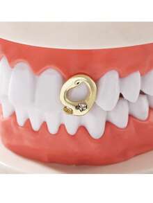 1 Set Hollow Heart Zirconia Combination Fang Tooth Zirconia Fang Tooth Decor, Unisex Hip Hop Accessories, Carnival Decoration - Multicolor - View 6