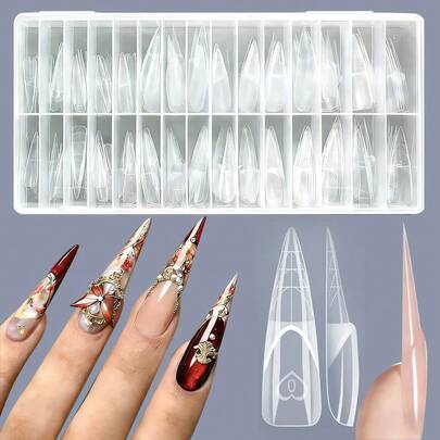 150pcs Transparent Nail Forms With Scale, Quick French Manicure Positioning Lines, Soak Off Gel Nail Extension Tips, Nail Art Tool