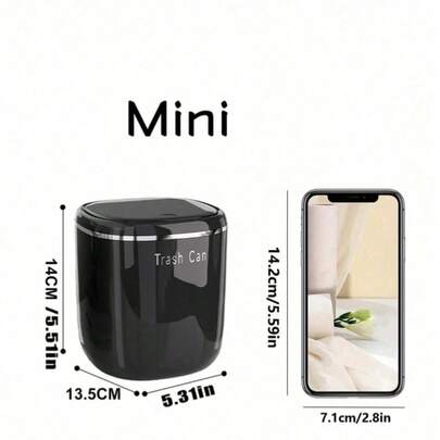 1个迷你垃圾桶，带盖小垃圾桶，桌面垃圾桶，塑料桌面废纸篓，旋盖设计防止异味泄漏，用于存放果皮和纸屑等桌面垃圾，保持桌面整洁，适用于浴室、家庭办公室桌面装饰、咖啡桌、办公室、客厅、书房等场所，PP材质小垃圾桶，迷你垃圾桶