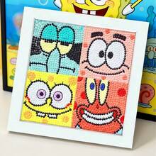 SpongeBob SquarePants 1 pieza Kit de pintura de diamantes 5D DIY, regalo para niños, juguete para niños, arte y manualidades, juguete para niñas, arte de diamantes, personaje de dibujos animados, hermanos pulpo, proyecto de manualidades educativas para niños, manualidades innovadoras de Halloween, alternativa a la pintura al rayado, conjunto de pintura de diamantes de alta calidad, puede hacer una decoración exquisita para la sala de estar, puede ser un relleno de bolsa de fiesta y un regalo del Día de San Valentín, una excelente opción de regalo para niñas y niños - Multicolor - Ver 2