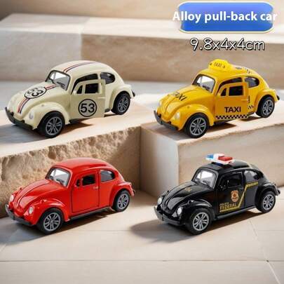 1PC Vintage Beetle Die-Cast Racing Car Model Mixed Colors Alloy Opening Doors, Manual Pull-Back Action Ideal For Youngsters & Adults Birthday, Christmas(Handmade Products, Some Minor Flaws Are Normal, Please Do Not Buy If You Mind)