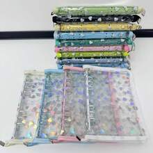Bìa kẹp tài liệu hình trái tim nhiều màu sắc khổ A5, có thể thay giấy, thích hợp cho trường học, văn phòng, làm sổ kế hoạch, album ảnh du lịch, ghi chú, viết sáng tạo, sổ lưu niệm tự làm, sổ ghi nhớ, nhật ký du lịch, đựng tiền/séc. - Khóa kéo hình trái tim A5 - Xem 4