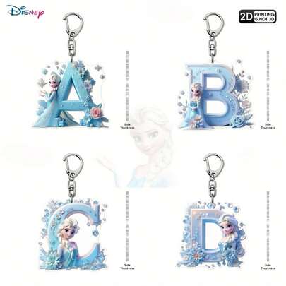 Disney 2D Flat, 1pc Frozen English Letter A-Z Keychain, 2D Flat Anna Acrylic Keychain Bag, Backpack Pendant, Party Gift For Her Valentine's Day Gift - Ladies' Gift Wedding Party, Date Party Gift Halloween, Thanksgiving, Christmas Gift, 2D Flat