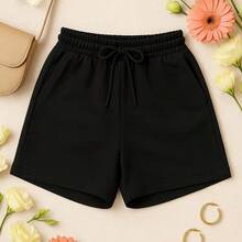 Women's Sweatpants Shorts With Pocket Basic Sweatpants High Waist Women's Bermuda Shorts Green Black White Brown Beige - 黑色 - 查看 4