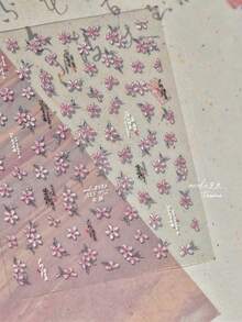 1 Miếng dán móng tay hình hoa anh đào 3D bằng kim loại, hình hoa anh đào màu hồng cổ điển, miếng dán trang trí tự dính, miếng dán móng tay tự làm - Nhiều màu - Xem 3