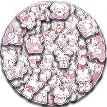 50pcs Pink Bunny Stickers, Creative Doodle Stickers, Office Supplies, Mobile Phone And Computer Stickers, High-Value, Durable, Exquisite, Cool Stickers, Fun, Classic, Colorful Cartoon Design, Gift Decoration, Phone Case Decoration Stickers, Reusable, Colorful Cartoon Design, Suitable For Water Bottles, Skateboards, Mobile Phones, Etc., Very Suitable For School Supplies, A Top Choice For Holiday Gifts. - 50pcs - View 1