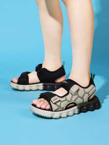 TPU减震鞋底青少年凉鞋，男女童夏季鞋 - 防滑可调节系带休闲鞋 - 黑色 - 查看 4