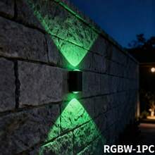 1 luminária de parede RGBW, ideal para iluminação de ruas, escadas, caminhos, degraus, pátios, varandas e paisagismo. 1 luminária solar para cerca, com 9 modos de iluminação, perfeita para decoração de Natal e Ano Novo. - RGB - Ver 13