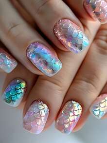 24 miếng dán móng tay hình vuông nhỏ tối giản họa tiết lá xanh, thích hợp cho tiệc tùng, khiêu vũ hoặc sử dụng hàng ngày. - Nhiều màu - Xem 1