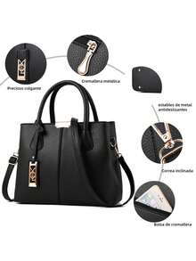 Bolso Para Impermeable Elegante Negra Dama Viaje Para Laptop - Negro - Ver 5