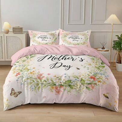 Mother's Day Special 3 Pieces Set (1 Duvet Cover + 2 Pillowcases, No Filler), Fresh And Healing. With This Bedding Set, Let Mom Immerse Herself In Flowers And Softness. Floral Pattern Digital Printing Set, Soft And Skin-Friendly, Suitable For All Seasons. Meets Different Needs, Suitable For All People And All Rooms. Zipper Closure, Machine Washable, Great Bedroom Decor, Also Suitable As A Gift.