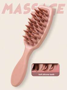 1/2 Pcs Shampoo Brush Scalp Massager Comb, Silicone Long Handle Hair Cleaning Brush, Promotes Hair Growth And Removes Dandruff, Home Hairdressing Comb (Pink, Black, Brown, Purple), Hair Styling Tools, Hair Accessories - Multicolor - View 3