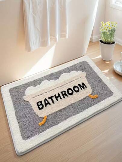 1 件装极简卡通浴缸地垫，吸水性强，复古风格，适用于浴室、卧室、床边、玄关等场所，柔软亲肤，脚感舒适