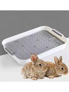 1pc PP Material Double-Layer Square Pet Litter Box, Removable And Washable, Suitable For Rabbits, Guinea Pigs And Other Small Pets, All Season Use - Multicolor - View 2