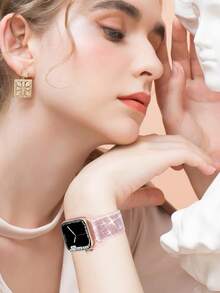 闪亮弹力表带，兼容 38mm 40mm 41mm 42mm 44mm 45mm 46mm 49mm，适合女孩和青少年佩戴。尼龙亮面单圈表带，闪光腕带，兼容 Series 11 10 9 8 7 6 5 4 3 2 1 SE Ultra。 - 彩色 - 查看 9