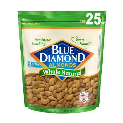  Blue Diamond Almonds, Bold Wasabi & Soy Sauce Flavored Snack Nuts, Bulk Bag, Pantry Staple, GMO-Free, Great For Parties, Lunch, Events, Holiday, And Healthy Snacking, 25 Oz Resealable Bag (Pack Of 1)
