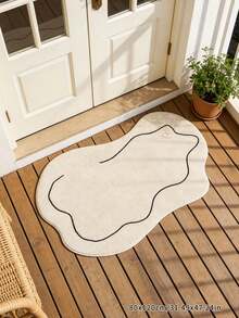 1pc Modern Art Design Asymmetrical Shape Mat, Luxury Soft Ombre Faux Cashmere Minimalist Beige Carpet, Living Room Carpet, Rug, Living Room Area Rug, Area Small Rug, Mat, Home Decor, Large Living Room Carpet, Round Carpet, Living Room Home Decor, Room Decor, Washable Carpet - Multicolor - View 6