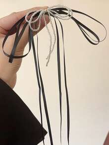 新品上市：丝带蝴蝶结发夹——高端发饰，配有精致优雅的侧夹和流苏丝带 - 彩色 - 查看 5