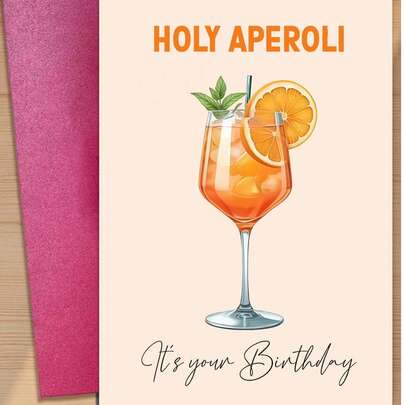 2pcs Amusing Aperol Spritz Cocktail Birthday Greeting Cards (With Envelopes) - Perfect Birthday Gift For Friends, Family And Loved Ones