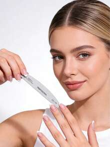 7pcs 0.3cm Thick Crescent-Shaped Nail Files, 100/180 Grit Double-Sided Emery Boards, Washable And Disinfectable, Reusable Nail Polishing Tools For Natural And Acrylic Nails, Suitable For Home And Salon Use, Dorm Room, Back To School Makeup Tools, Students - Light Grey - View 2
