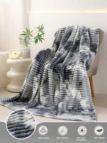 South Life 1pc Throw Blanket, Bedding, Cozy And Warm Blanket, Lightweight Soft And Comfortable, Solid Color Series, Minimalist And Stylish Design, Suitable For Sofa, Bedroom, Living Room, All-Around Comfort, Travel Use, Nap Blanket, Reference Size Image, Multiple Sizes Available, Machine Washable, Back To School Season, Room Decor, Fathers Day Gift, Birthday Decorations, Grad Party Decor, Fathers Day Decor, Graduation Gift, Birthday Gift - 大抽條紮染毛毯灰色 - 查看 6