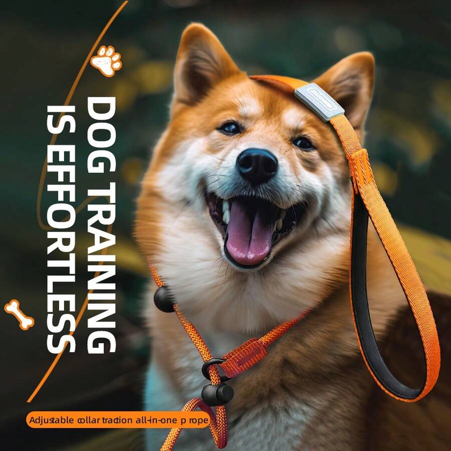 No Pull Dog Training Leash, Adjustable Collar All-In-One P Rope, Heavy Duty Nylon Dog Lead With Comfort Padded Handle, Reflective Pet Slip Lead For Small Medium Large Dogs Walking Training - Multicolor - View 1