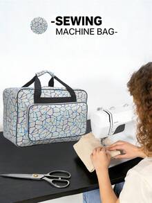 Sewing Machine Carrying Case - Multi-Pocket Storage Bag With Adjustable Shoulder Strap, Fits Most 15-18 Inch Machines, Water-Resistant Oxford Fabric - Multicolor - View 19