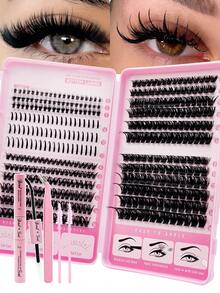 Rikuaild Bộ dụng cụ nối mi Lash Book Kit, 378/414/468 sợi mi giả D Curl, 60 sợi mi dưới + 60 sợi mi giả Fairy Spiky + 258 sợi mi giả 60D150D200D, kèm keo dán mi, nhíp và cọ, thích hợp để nối mi tại nhà. - Nhiều màu - Xem 16