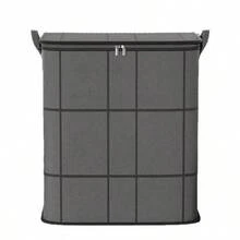 1 pieza Caja de almacenamiento con estilo de cajón, Caja de almacenamiento de ropa y ropa de cama, Caja de almacenamiento para el hogar, Caja de almacenamiento para muñecas de peluche. Tela talla grande gruesa actualizada, asa talla grande ancha y talla grande cómoda. Adecuado para almacenamiento en el hogar y en el almacén. - Gris - Ver 5