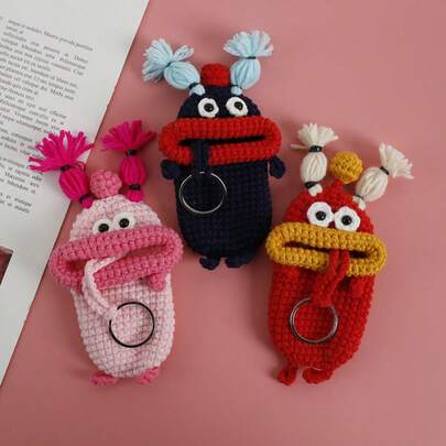 Handmade Sausage-Shaped Retractable Key Holder, Cute And Unique, Woven Car Key Protector Case