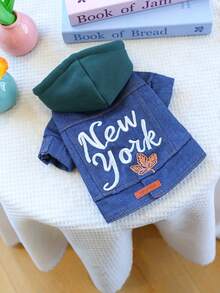 PETCIRCLE 1件宠物衣服，狗狗春夏新款连帽外套，小型犬服装 - 纽约外套 - 彩色 - 查看 7