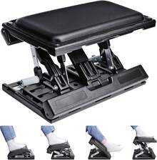 Foot Rest Under Desk At Work,Height Adjustable Angle Ergonomic Foldable Footrest Office, Gaming,Computer, Removable Pad Desk Foot Stool With Massage Beads,All-Season(Brown) - Black - View 12
