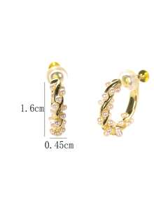 1 Pair Fashion New Faux Pearl Integrated Earrings For Women, Clip-On Spiral Earrings Without Piercing, Suitable For Daily Wear - Ear Clip - View 2