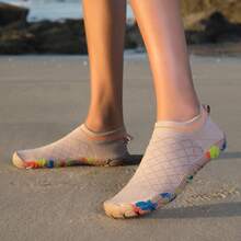 女士水鞋，透气防滑软底沙滩鞋，适合游泳、徒步旅行 - 淺棕色 - 查看 3