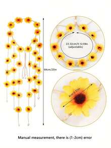 Accessoire pour cheveux de style bohème hippie avec tournesol et marguerite réalistes. Bandeau fleuri, décoration de cheveux d'été avec tournesol, convient aux filles, costumes de fête et de cosplay, style boho, accessoires pour cheveux avec tournesol - Taille unique - Voir 9