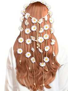 Accessoire pour cheveux de style bohème hippie avec tournesol et marguerite réalistes. Bandeau fleuri, décoration de cheveux d'été avec tournesol, convient aux filles, costumes de fête et de cosplay, style boho, accessoires pour cheveux avec tournesol - Taille unique - Voir 7