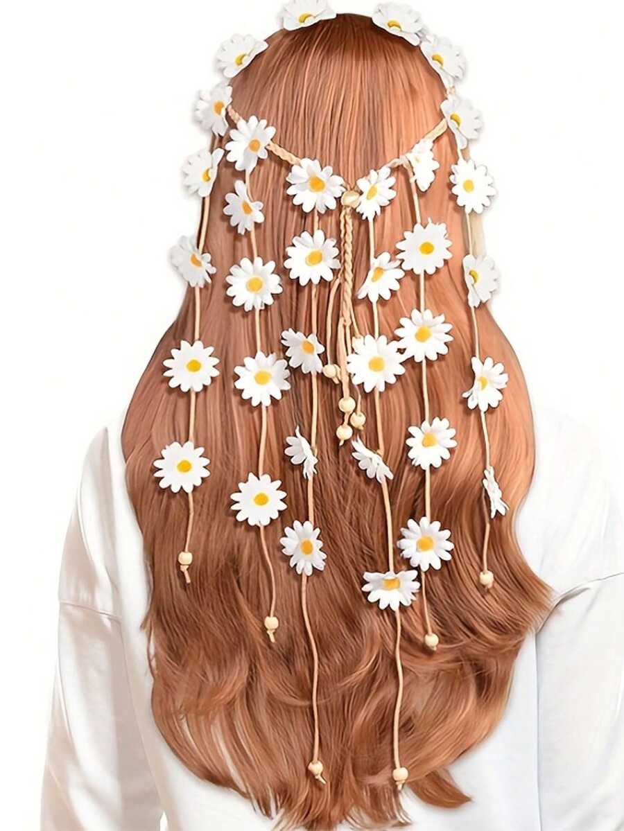 Băng đô cài tóc phong cách Bohemian Hippie với hình hoa hướng dương và hoa cúc sống động, phụ kiện tóc hoa mùa hè, thích hợp cho bé gái, dự tiệc, hóa trang, phong cách Boho, phụ kiện tóc hoa hướng dương. - Một kích cỡ phù hợp cho tất cả - Xem 1