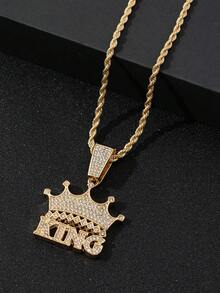 1 chiếc vòng cổ kim loại thời trang nam kiểu Hip Hop Châu Âu và Mỹ đính đá, thích hợp đeo hàng ngày. - Vàng - Xem 4