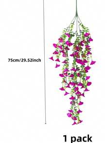 1/2/4 件装户外仿真花卉悬挂式尤加利植物丝绸牵牛花藤蔓抗紫外线绿植周年纪念毕业婚礼派对家居办公室门廊花园庭院墙壁春夏装饰 - 紅蓮加紫-尤加利牽牛花 - 查看 4