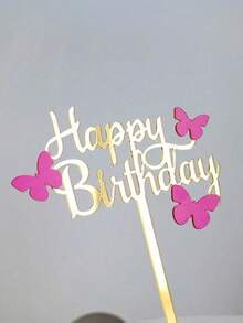 3pcs Gold Butterfly "Happy Birthday" Cake Topper, Suitable For Birthday Party, Anniversary, Valentine's Day, Modern Letter Shaped Cake Decor, Creative Gift For Family And Friends, Applicable For Birthday, Mother's Day, Summer, Halloween, Christmas - Multicolor - View 6