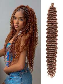 Pelucas trenzadas de ganchillo con ondas profundas de 18/22/26/30 pulgadas, extensiones de cabello de ganchillo con rizo profundo sintético - Multicolor - Ver 66