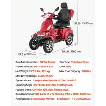 Scooter de mobilité - 69,3 x 27,6 x 57,9 pouces - Voir 7