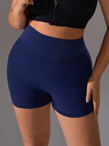 Zimi Collection High Waist Seamless Biker Shorts Plus Size Butt Lifting Tummy Control Yoga Fitness Sports Shorts - Royal Blue - View 4