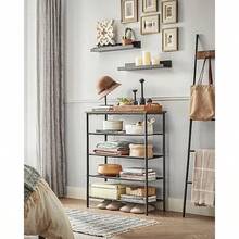 VASAGLE Estante Zapatero de 5 Niveles Estante para Zapatos 75 x 30 x 91 cm Marco de Metal Tela de Poliéster Marrón Rústico y Negro MLBS036B01 - 5 niveles 29,5 ancho x 35,8 alto - Ver 5