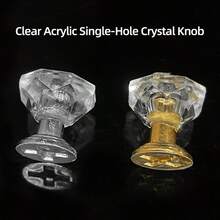 水晶抽屉拉手，透明亚克力塑料单孔水晶把手，抽屉家具透明水晶把手，五金拉手，高端水晶把手，抽屉拉手 - A-金色 - 查看 2