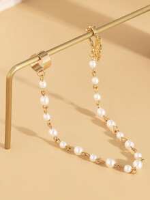 1条时尚、性感、优雅、精致、浪漫的仿珍珠串珠手链，适合女性日常休闲、外出、宴会、音乐节、派对等场合佩戴。 - 金色 - 查看 5