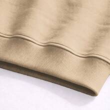 Plain Crew Neck Sweatshirt With No Print, Stylish Tumblr Style For Cold Winters - Beige - View 4