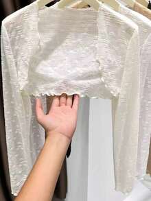 一件白色蕾丝轻薄罩衫，优雅叠穿单品，可搭配吊带裙，夏季必备 - 黑色 - 查看 9