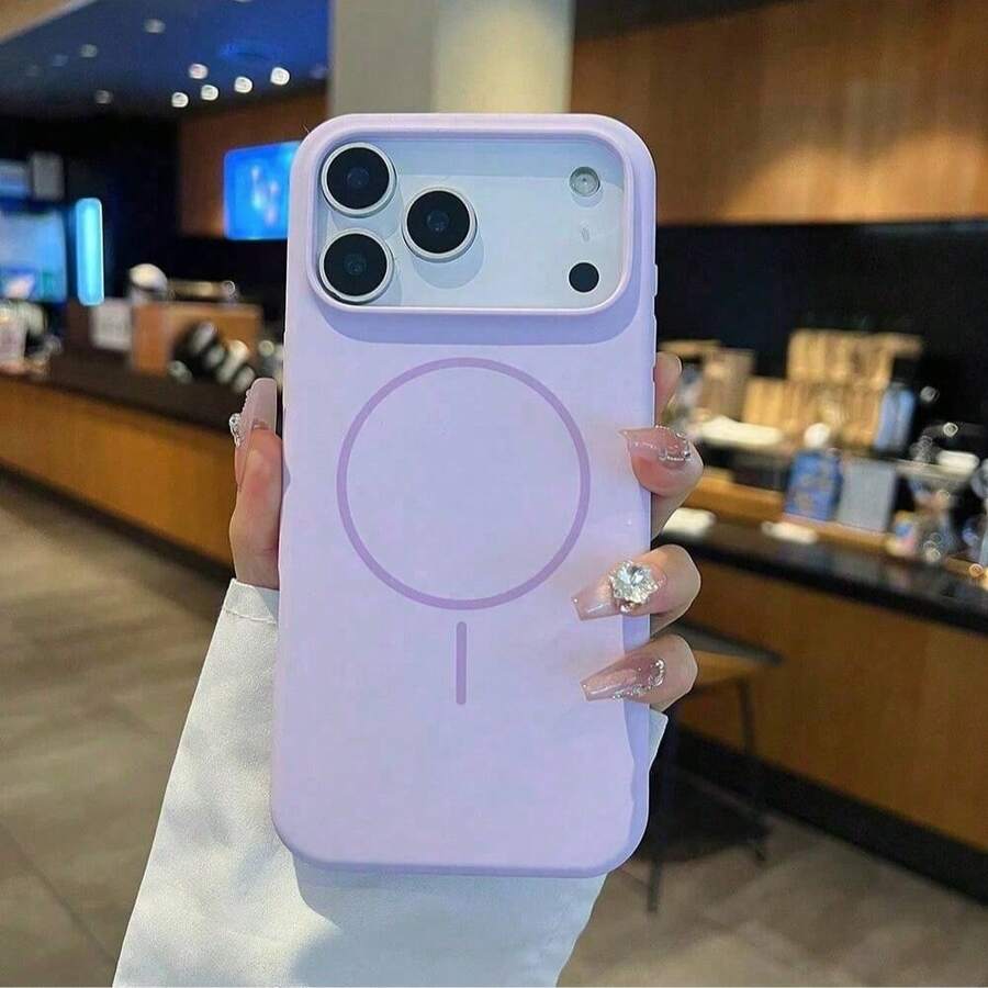 奢華亮面螢光液態矽膠手機殼，適用於 iPhone 17 Air 16 15 14 13 12 17 Pro Max Plus，磁吸軟殼